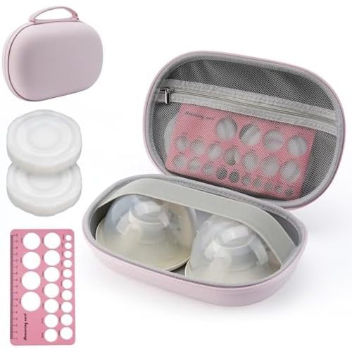 Wearable Breast Pump Bag with Cooler, Portable Pump Carrying Case for Eufy E20/S1/S1 Pro/Momcozy M5/Medela Freestyle Hands-Free, Breast Milk Cooler Travel Bag with Nipple Ruler for On-the-Go, Pink