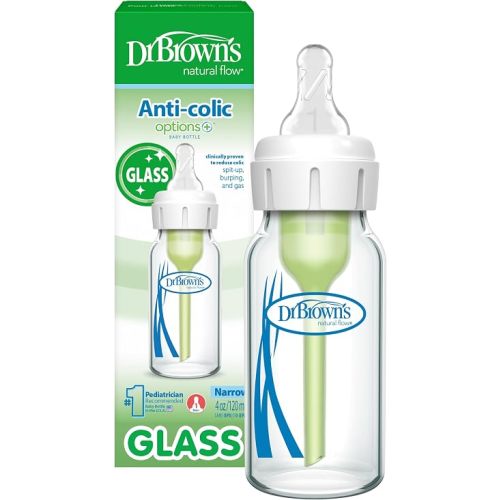 Dr. Brown's Anti-Colic Options+ Narrow Glass Baby Bottle, 4 oz, 1-Pack