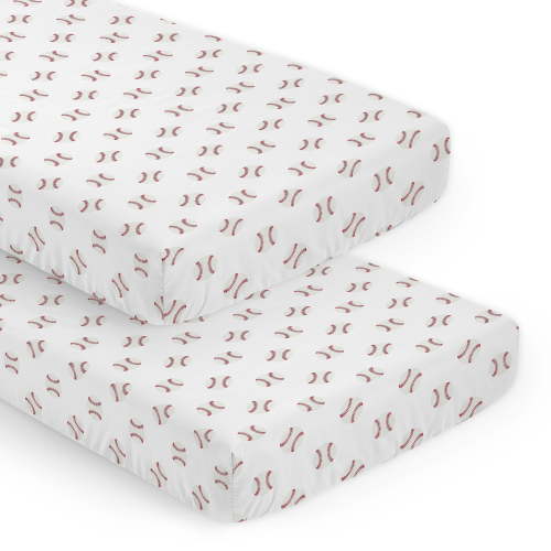 Sweet Jojo Designs Baseball Patch Red and White Fitted Crib Sheets 2 Piece Set