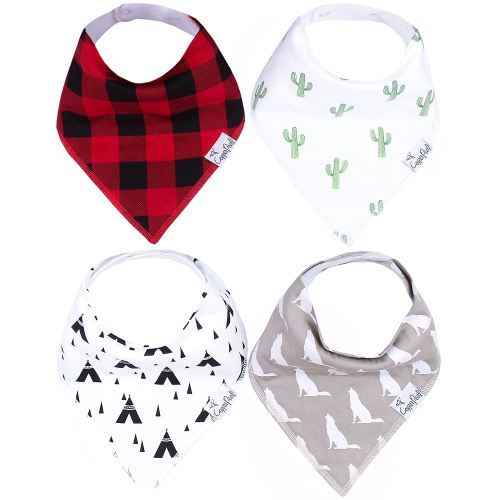 Copper Pearl 4 Pack Soft Cotton Baby Bibs for Drooling and Teething, Absorbent Drool Bibs for Baby Girl and Boy, Adjustable to Fit Newborns to Toddlers, Tons of Styles (Phoenix)