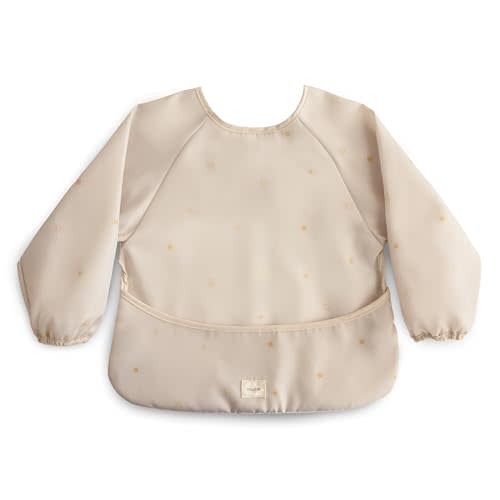 mushie Long Sleeve Baby Bib | Water Resistant Adjustable Fit for Ages 6-24 Months