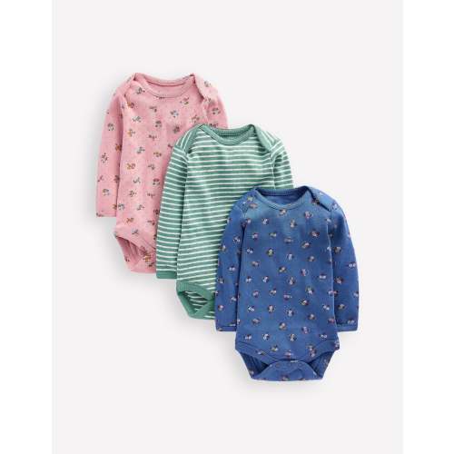 3 Pack Pointelle Bodies-Pink/Blue Ditsy Floral | Boden USA