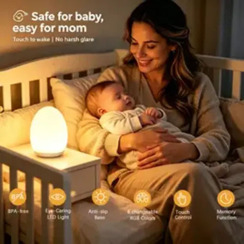 Portable Egg Night Light for Kids,Babies, Rechargeable Tap Light with 7 RGB Colors,Touch Control Adjustable Rgb Lighting Memory Function Bright Led - TikTok Shop