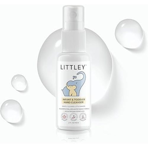 Littley Infant & Toddler Hand Cleanser | Alcohol-Free HOCl Spray for Delicate Skin | Fragrance-Free Formula | Gentle & Convenient Hand Mist | Portable Travel Size | 2 oz