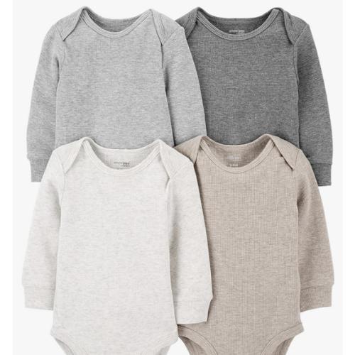Simple Joys by Carter's Baby 4-pack Soft Thermal Long Sleeve Bodysuits