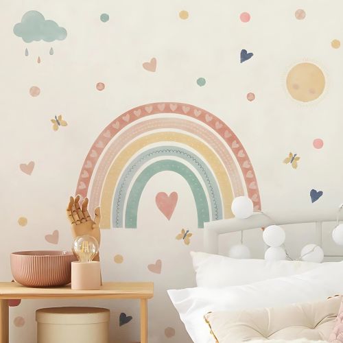 Rainbow Hearts & Clouds Kids Wall Stickers