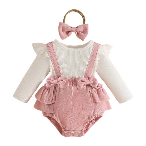 Zshosam Baby Girl Clothes Newborn Baby Girls Long Sleeve Ruffle Shoulder Bodysuits for Infant Baby Girls Size 6 9 Months,(Pink 6-9 Months)