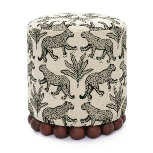 Ebern Designs Bergenfield Leopard Jacquard Ottoman & Reviews | Wayfair