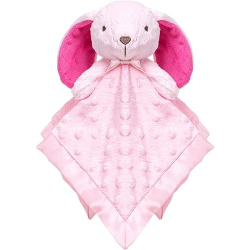 SweetPea Bunny Security Blanket – Lovey Blanket for Baby Girl, Chenille Soft Baby Lovey, Premium Cozy & Lightweight, Oeko-TEX Certified, Machine-Washable Baby Blankets Gift for Newborns & Toddlers