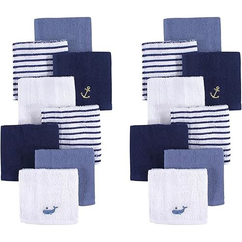 Hudson Baby Unisex Baby 16Pc Super Soft Cotton Washcloths, Anchor, One Size