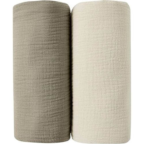 JELLYMONI Muslin Swaddle Blankets for Unisex, 2 Pack Newborn Receiving Blanket, Large 47 x 47 inches Soft Breathable Muslin Baby Blanket for Newborn Boys & Girl