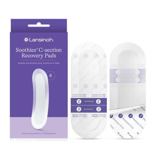 Lansinoh C-Section Pads, Postpartum Recovery Essentials, Sterilized Pads, 4 Count HSA/FSA Eligible