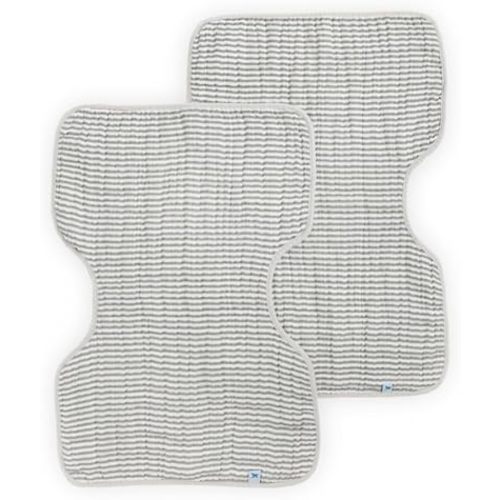 Little Unicorn Ultra-Absorbent Premium Burp Cloth 2 Pack | Soft on Baby's Skin | Larger Size | Ergonomic Design | Set of 2 (Grey Stripe)