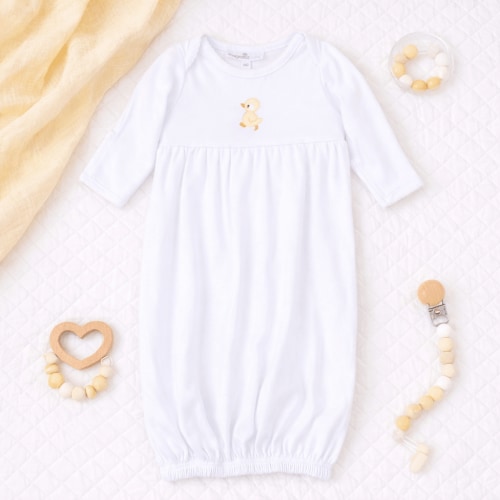 Downy Ducklings Embroidered Gathered Gown