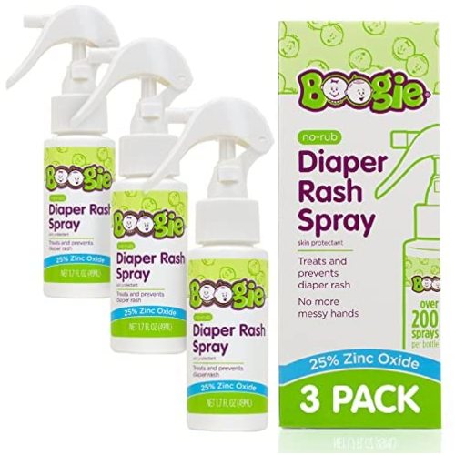 Baby Diaper Rash Cream Spray by Boogie Bottoms, No-Rub Touch Free Application for Sensitive Skin, Over 200 Sprays per Bottle, 1.7 oz, Pack of 3