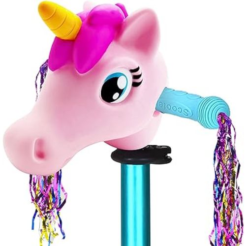 Kids Scooter Accessories Suit for T-Bar Handle Scooter/Bike/Bicycle, Unicorn Dinosaur Head for Scooter Decoration with Bike Streamers,Great Chirstmas Gift for Kids Girls