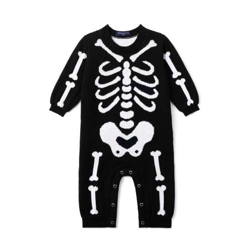 Skeleton Halloween Long Sleeve Knit Baby Romper – Witching Hour Baby