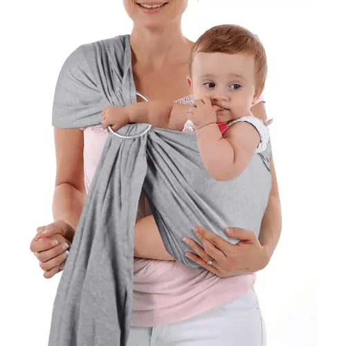 Baby Wrap Carrier and Ring Sling, Adjustable Linen Baby Wrap for Infant, Infant Sling for Infant, Newborn, Kids and Toddlers – Grey