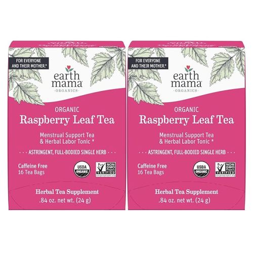 Earth Mama Organic Raspberry Leaf Tea Bags | Labor Tonic & Menstrual Support Herbal Tea, Red Raspberry Leaf Tea for Pregnancy & Postpartum Care Recovery, Caffeine Free Tea, Non GMO, (16-Teabags, 2-Pk)