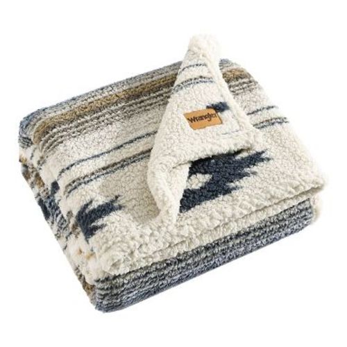 50"x60" Coyote Sands Throw Blanket Brown - Wrangler: Reversible, Modern Stripe, Plush Polyester