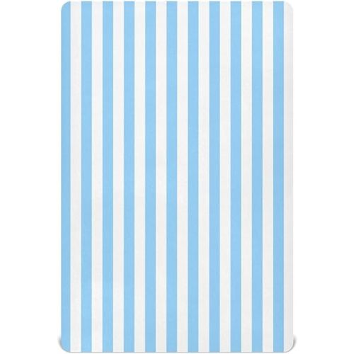 Pigsaly Crib Sheets Light Blue White Vertical Stripes Baby Sheet for Standard Crib Mattress Boys Girls Toddler Bed Sheets Playard Sheet 28x52 inch