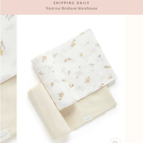 Purebaby Organic Muslin Wrap 2 Pack - Vanilla Wattle Bee