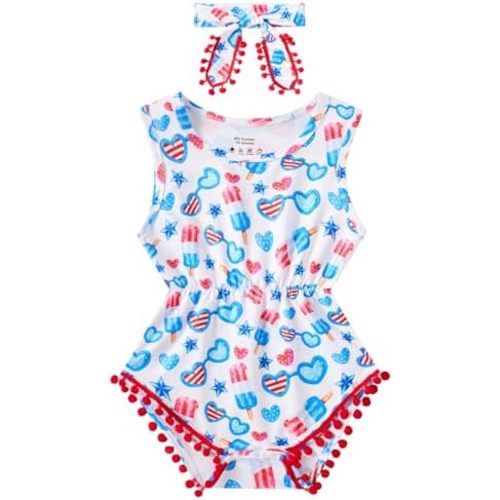 BFUSTYLE Baby Girl Clothes 0-24 Months Outfit Sleeveless Infant Romper Bodysuit with Headband