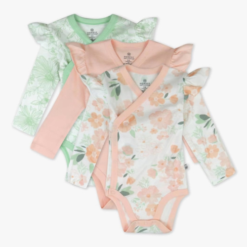 3-Pack Organic Cotton Long Sleeve Side-Snap Bodysuits | Honest Baby Clothing