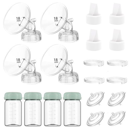 4 Full Pump Parts Kits for Spectra S1/S2/9 Plus/Synergy Gold, Replacement Kit for Spectra Pump Parts 4PC,Include 18mm Flange, Duckbill Valve, Tube, Bottle, Backflow Protector, Not Original Accessories