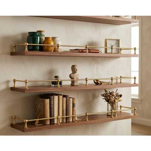 Solid Brass Gallery Rail, Handcrafted Shelf Hardware, Moroccan Workshop Finish