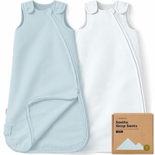 2-Pack Organic Baby Sleep Sacks, 100% Cotton - Soft & Breathable 0.5TOG Baby Wearable Blanket, Toddler Sleeping Sack 6-18 Months, Easy to Wear Transitional Swaddles for Newborns, Infants (Glacier, M)
