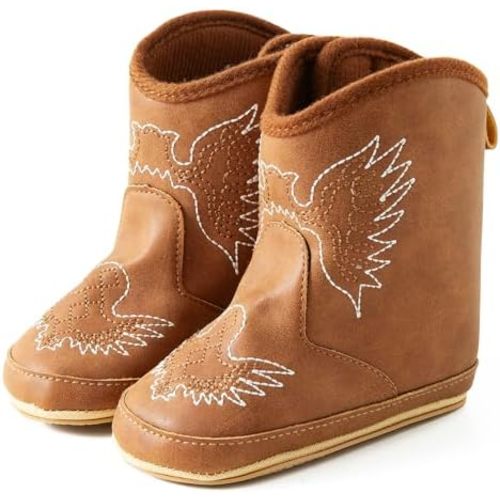 Jastore Baby Cowboy Boots Western Boots Toddler Cowboy Bootie Soft Sole Non-Slip Crib Shoes for Infant Boys Girls