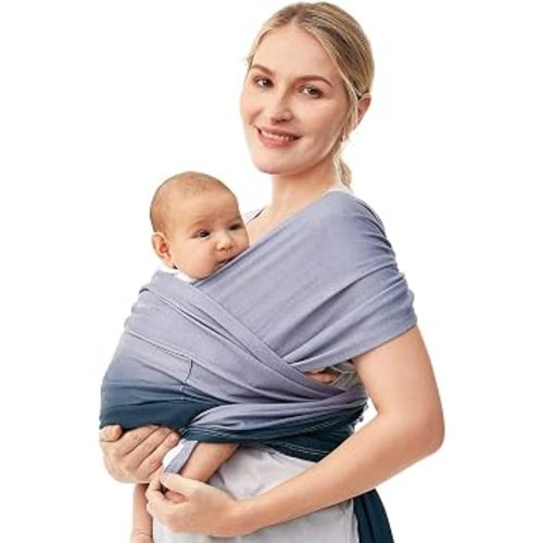 Momcozy Baby Wrap Sling, Adjustable Carrier for Newborn, Gradient Blue