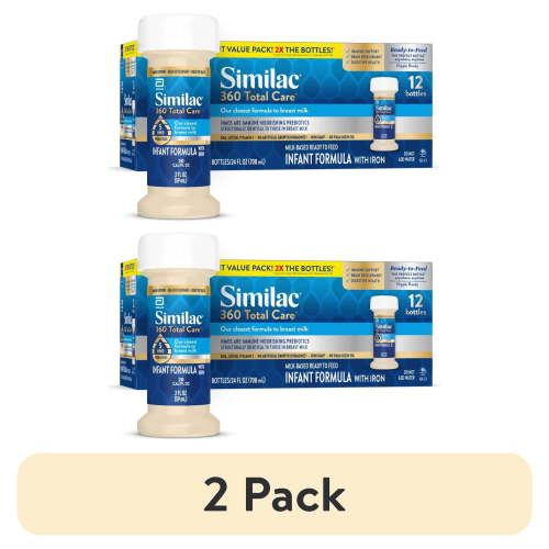 (2 pack) Similac 360 Total Care Ready-to-Feed Baby Formula, 2-fl-oz Bottle, Pack of 12