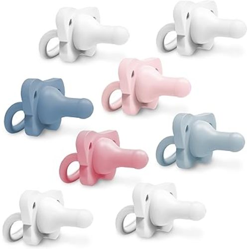 Dr. Brown's HappyPaci 100% Silicone Baby Pacifier, Contoured One-Piece Design, Light-Blue, Blue, White, Light-Pink, Pink, 0-6m, BPA-Free, 8-Pack