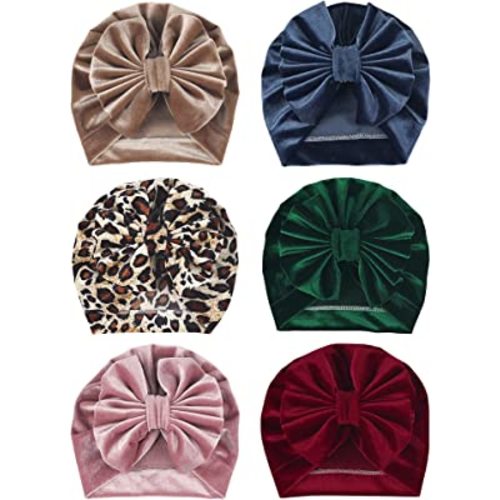 6 PCS Stretchy Baby Turban Hats, Baby Hat with Bows for Girls, Baby Boys Caps, Toddler, Newborn, Infant Hat Unisex