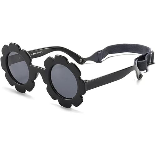 FBHLZ Baby flower Sunglasses with Strap girls polarized sunglasses Flexible Bendable Newborn UV400 Sunglasses for 0-24 months