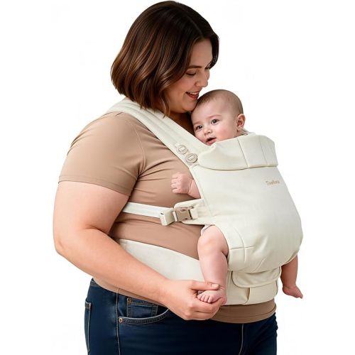 Plus Size Baby Carrier – Widened Shoulder & Waist Straps with Extended Waist, Reinforced Lumbar Support, Linen-Touch Fabric, Ergonomic “M” Position for Newborn to Toddler (7–44 lbs).