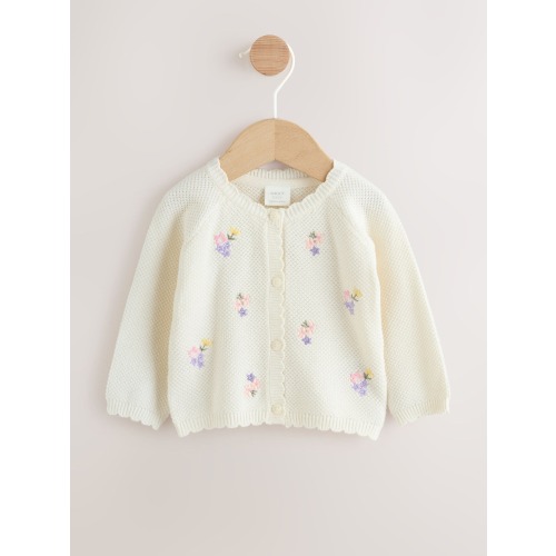 White Floral Embroidered Baby Cardigan (0mths-2yrs)