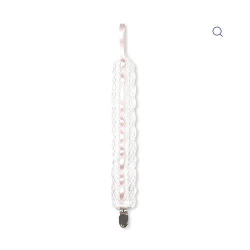 Legacy Pacifier Clip - Legacy White, Blessings Pink