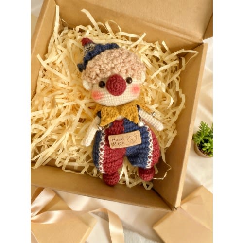 Handmade Crochet Clown Doll: Whimsical Circus Amigurumi Plush