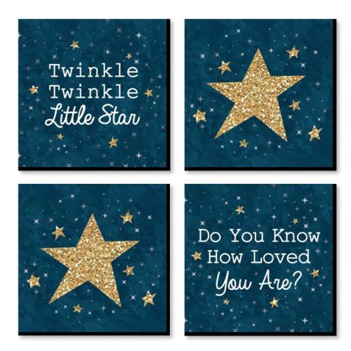 Big Dot Of Happiness Twinkle Twinkle Little Star - Kids Room, Nursery & Home Decor - 11 X 11 Inches Nursery Wall Art - Set Of 4 Prints For Baby's Room