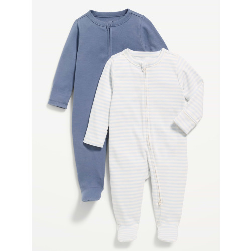 Unisex 2-Way-Zip Sleep & Play Footed One-Piece 2-Pack for Baby