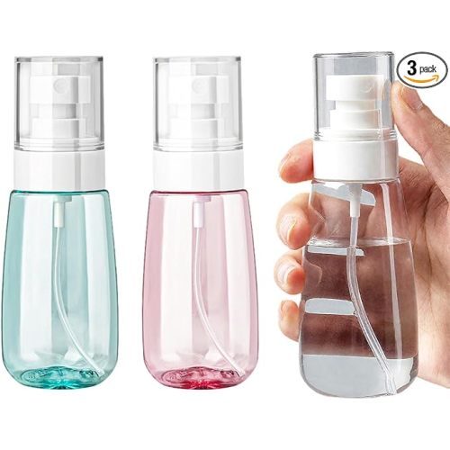 3 Pack Mini Spray Bottles 2oz / 60ml, Fine Mist Water Spray Bottle Leak Proof, Refillable Travel Bottles for Toner, Cosmetics & Hair Care