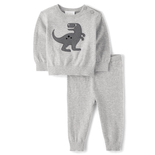 Baby Boys Striped Sweater 2-Piece Playwear Set - Gray