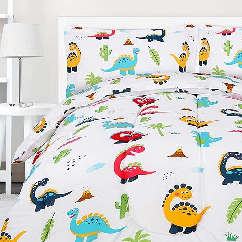 Utopia Bedding All Season Dinosaur Comforter Set with 2 Pillow Cases, 3 Piece Soft Brushed Microfiber Kids Bedding Set for Boys/Girls, Machine Washable (Twin)