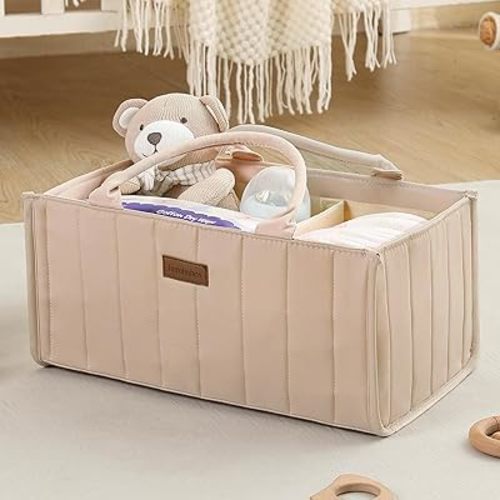 Baby Diaper Caddy Organizer,Baby Basket for Baby Shower, Nursery Storage Basket and Car organizer for Diapers, Baby Registry Search Gift, Newborn Essentials Must Haves for Boys Girls