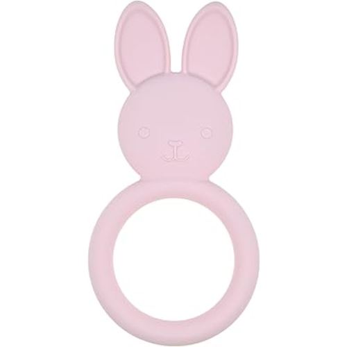 Silicone Baby Teether Toy, Teething Toy for Babies, Pink Rabbit Bunny Shape, Babies Teether, Easy to Hold, Sensory Stimulation for Infants, BPA Free, Food Grade, Newborn Baby Shower Gifts
