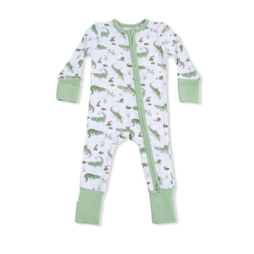 2-Way Zip Romper, Crayon Alligators