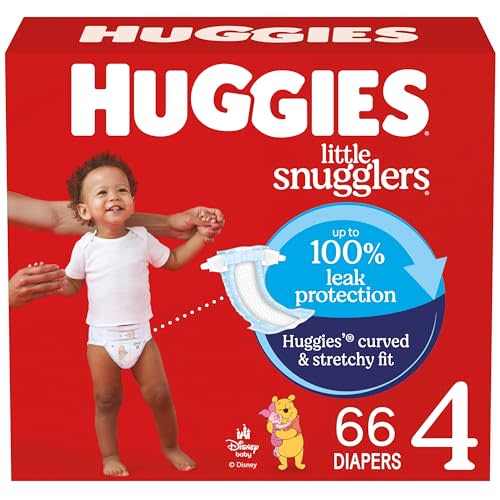 Huggies Size 4 Diapers, Little Snugglers Baby Diapers, Size 4 (22-37 lbs), 66 Count, Packaging May Vary